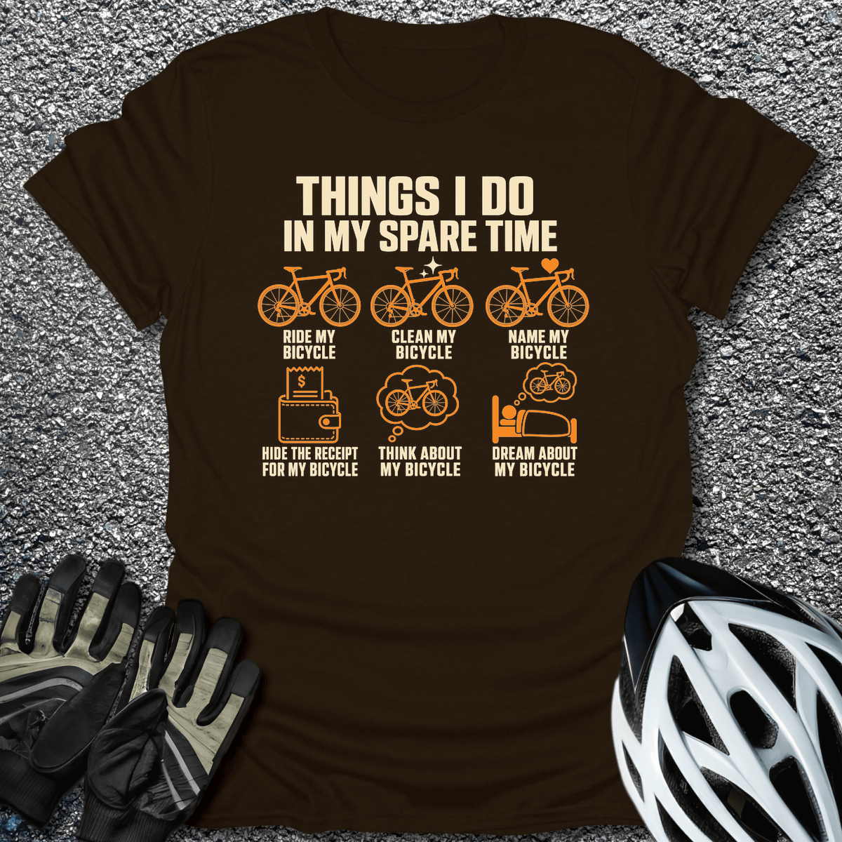Bike Spare Time T-Shirt in Dark Chocolate / S from CycleTees