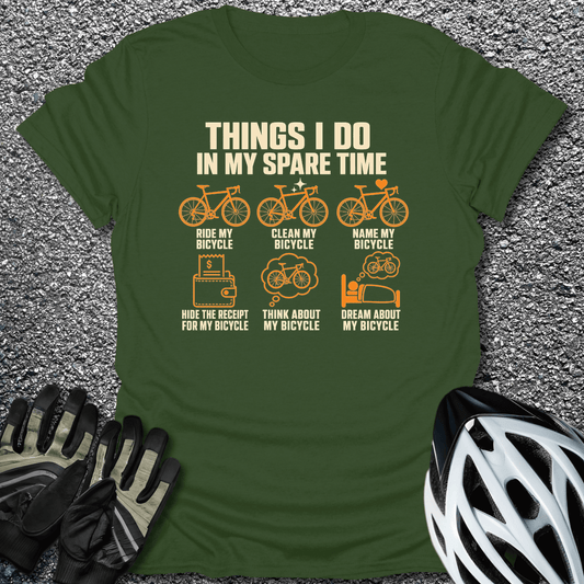 Bike Spare Time T-Shirt in Military Green / S from CycleTees