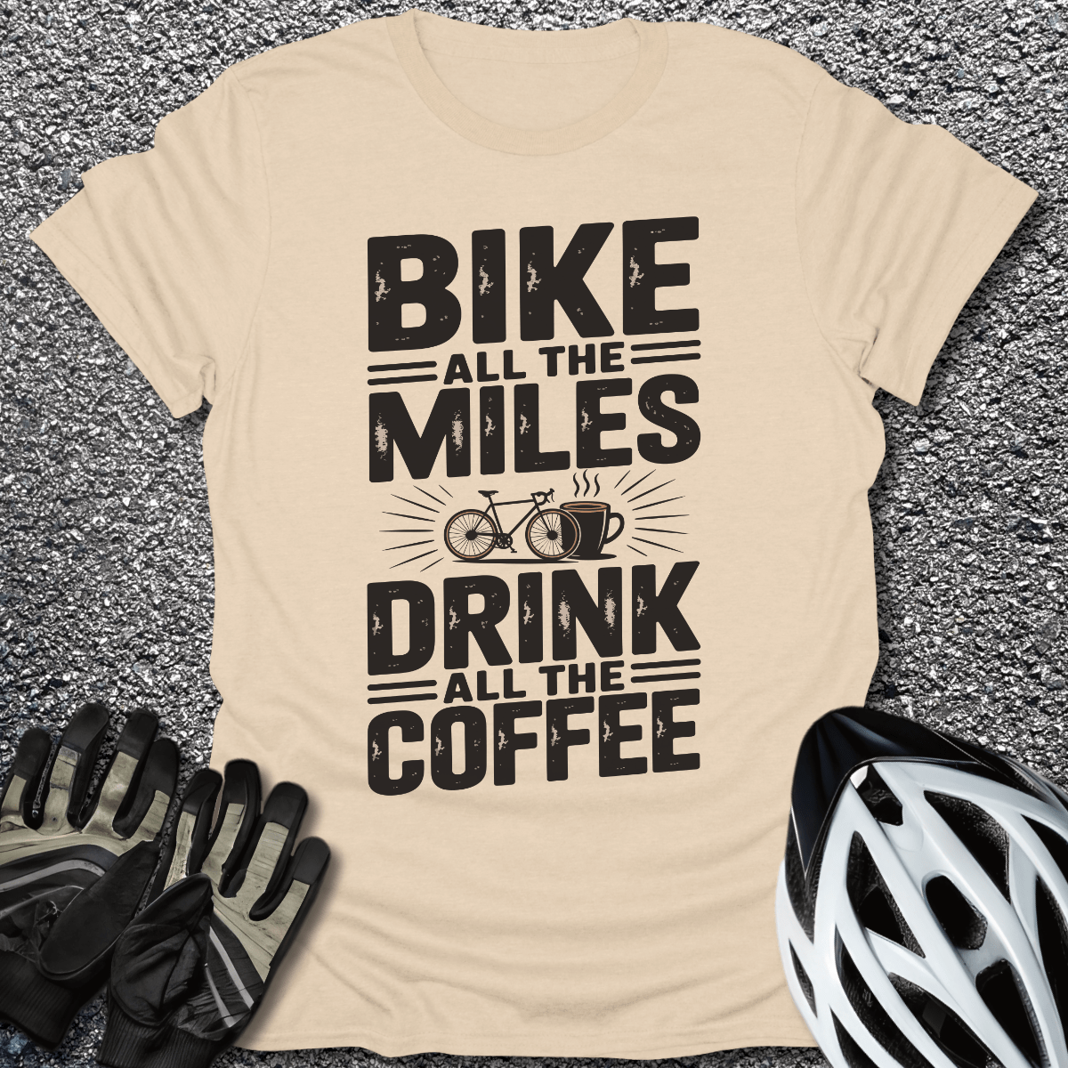 Bike the Miles T-Shirt in Sand / S from CycleTees