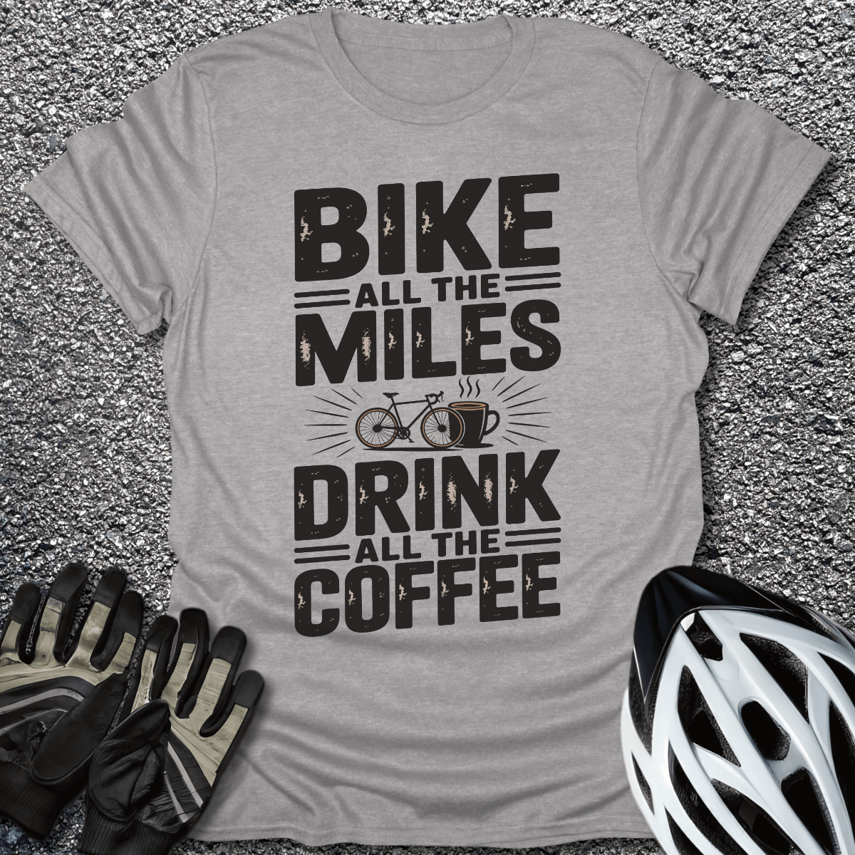 Bike the Miles T-Shirt in Sport Grey / S from CycleTees