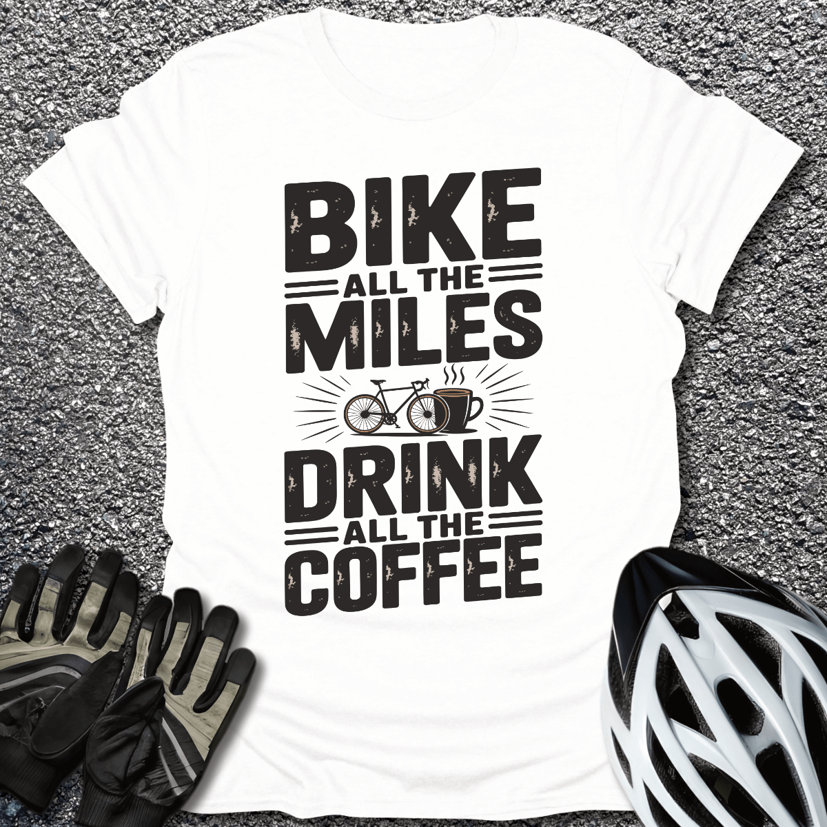 Bike the Miles T-Shirt in White / S from CycleTees