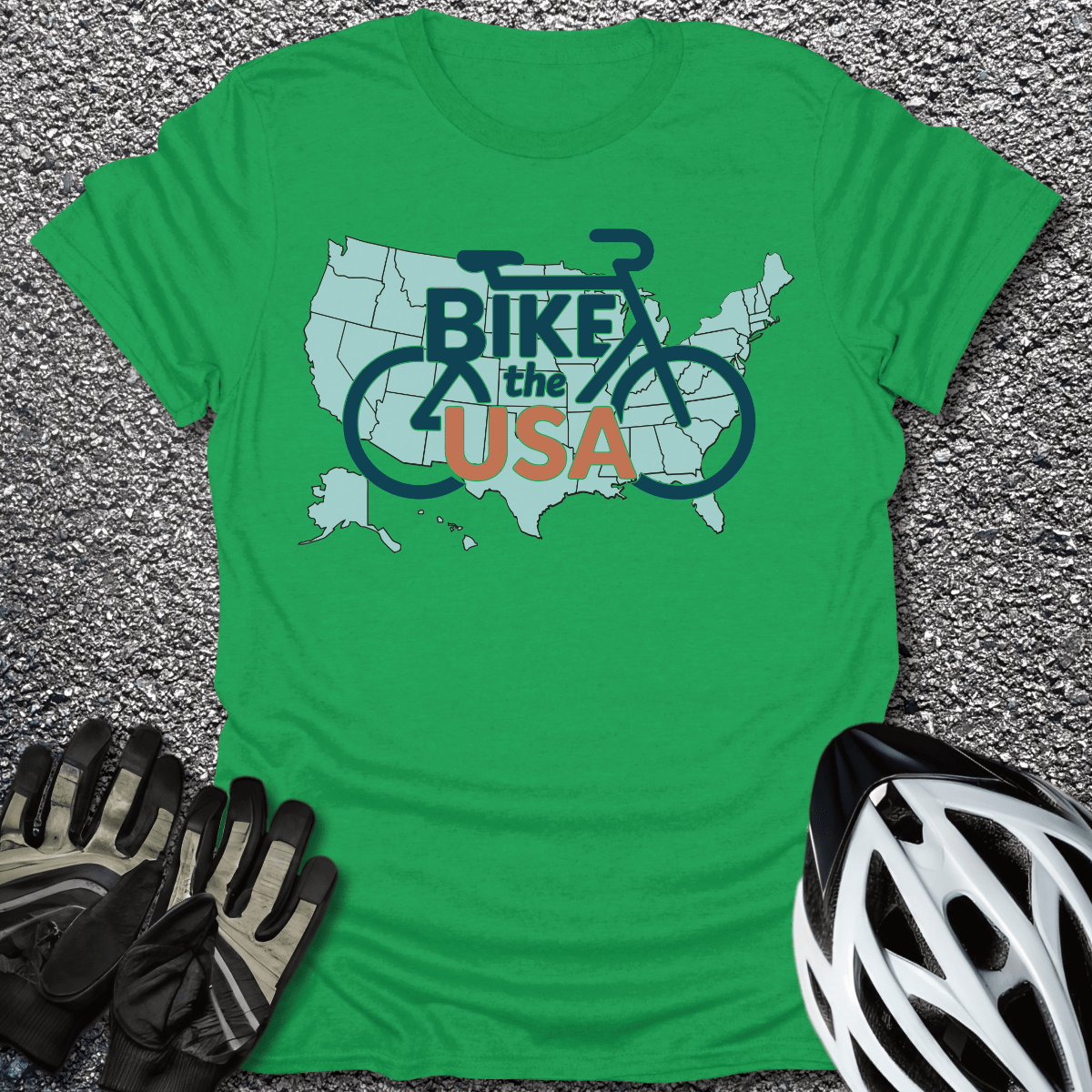 Bike the USA T-Shirt in Irish Green / S from CycleTees