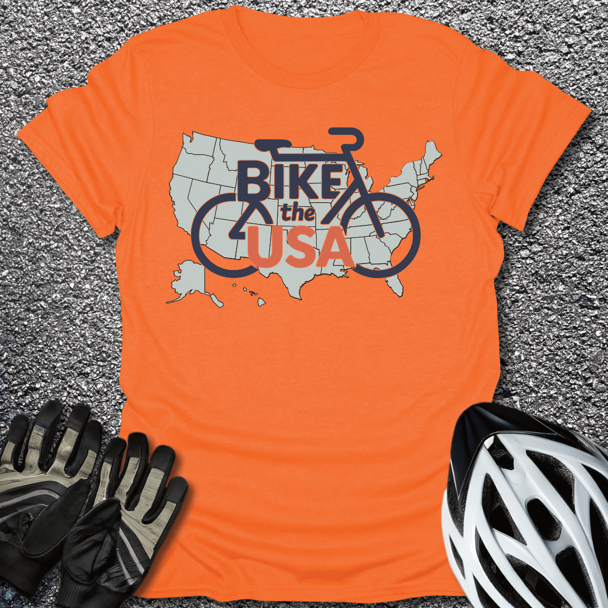 Bike the USA T-Shirt in Orange / S from CycleTees