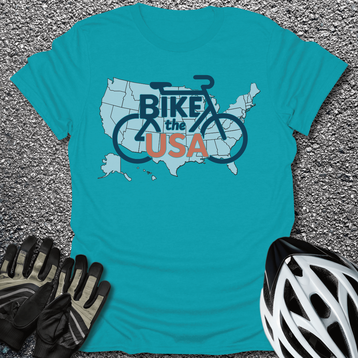Bike the USA T-Shirt in Tropical Blue / S from CycleTees