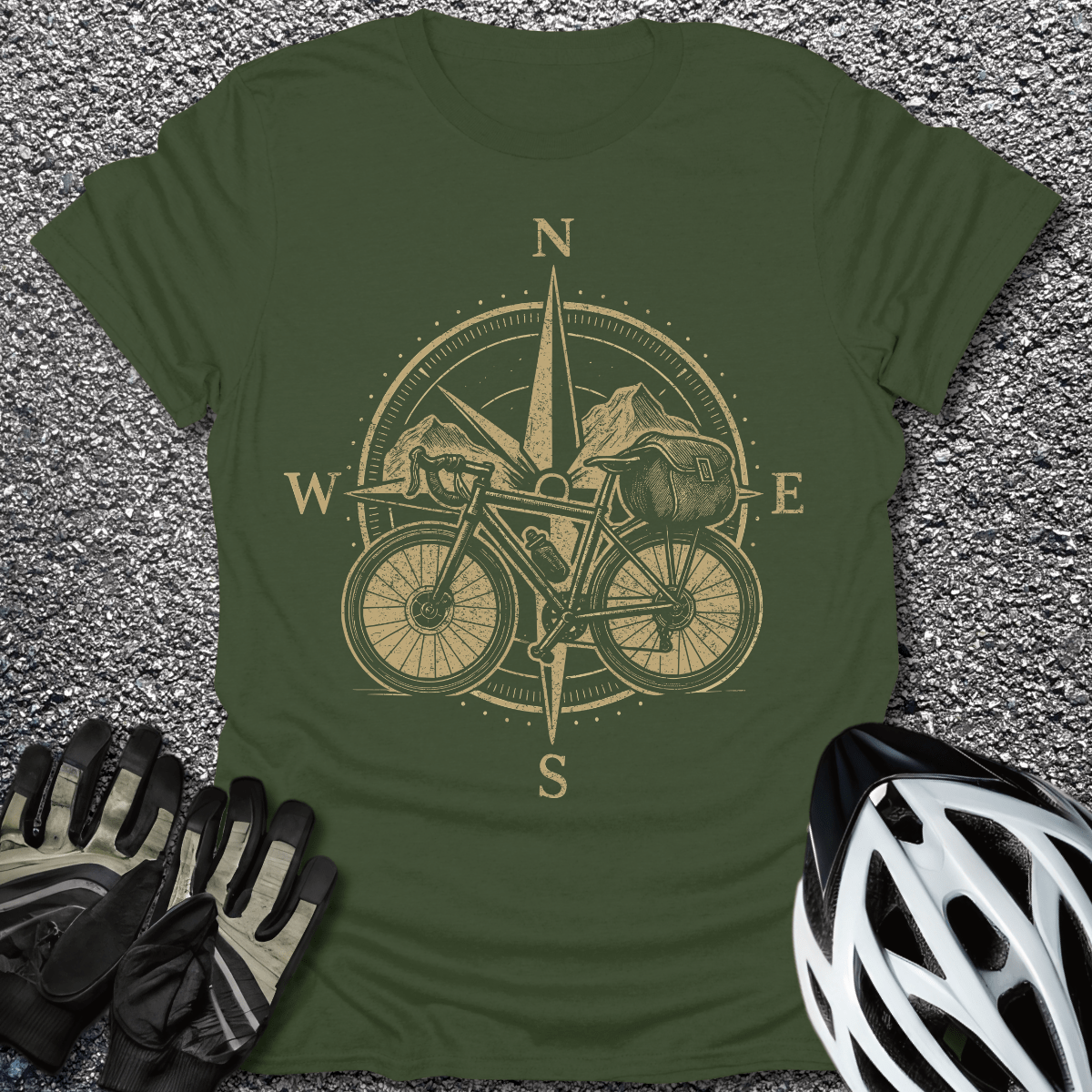 Bikepacking North T-Shirt in Military Green / S from CycleTees