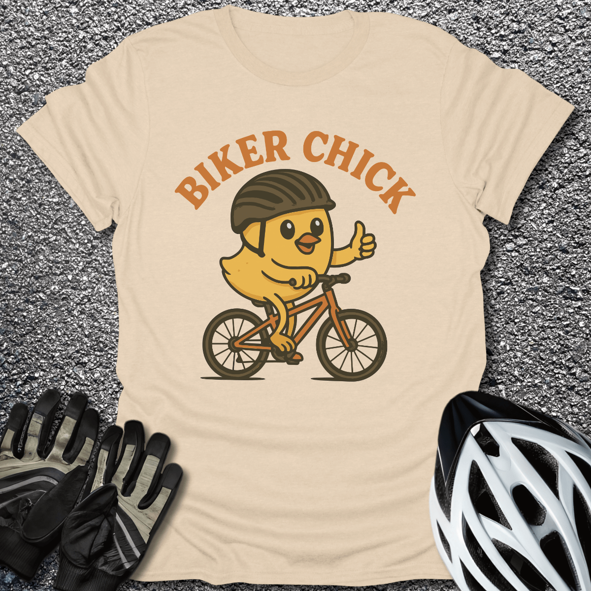 Biker Chick T-Shirt in Sand / S from CycleTees