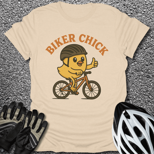 Biker Chick T-Shirt in Sand / S from CycleTees