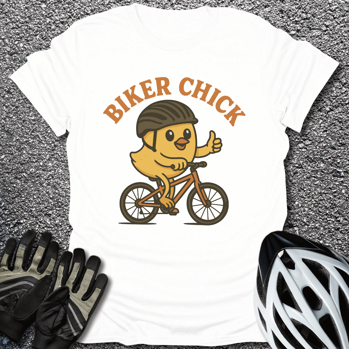 Biker Chick T-Shirt in White / S from CycleTees