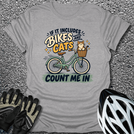 Bikes And Cats T-Shirt in S / Sport Grey from CycleTees