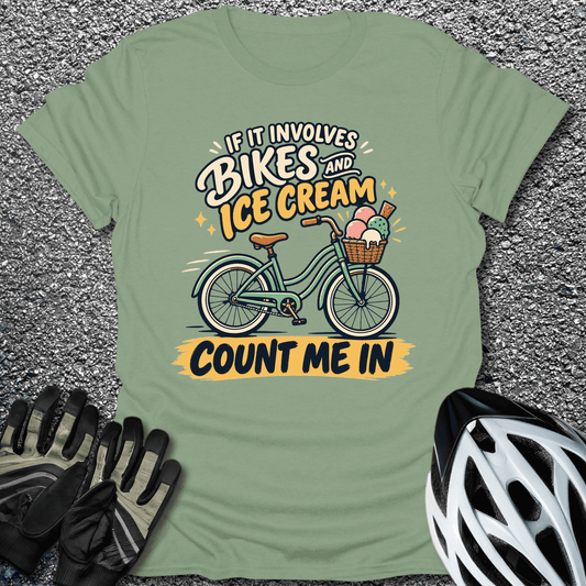 Bikes And Ice Cream T-Shirt in S / Sage from CycleTees
