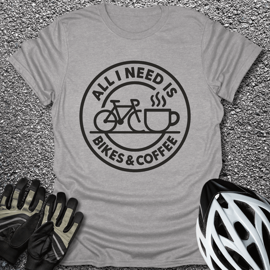 Bikes & Coffee T-Shirt in Sport Grey / S from CycleTees
