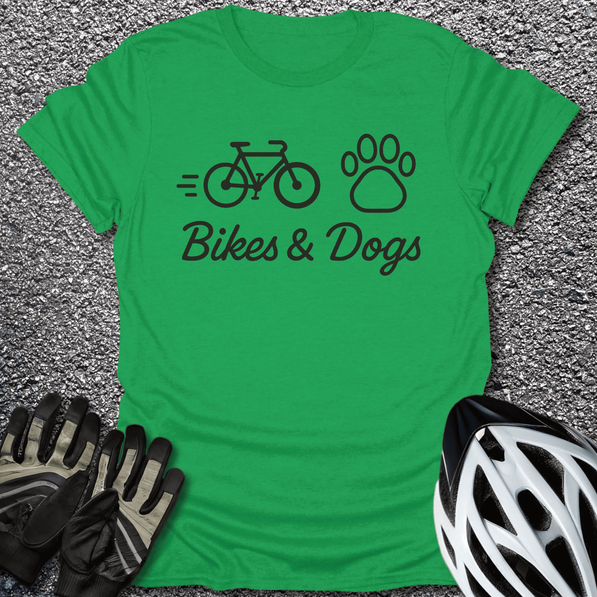 Bikes & Dogs T-Shirt in Irish Green / S from CycleTees