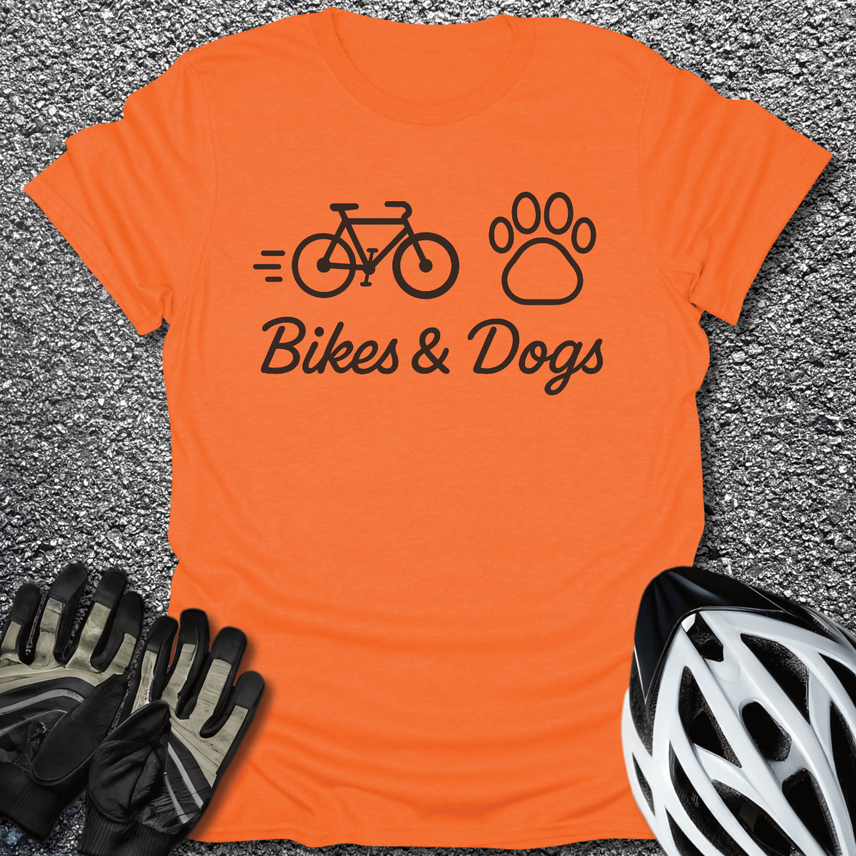 Bikes & Dogs T-Shirt in Orange / S from CycleTees