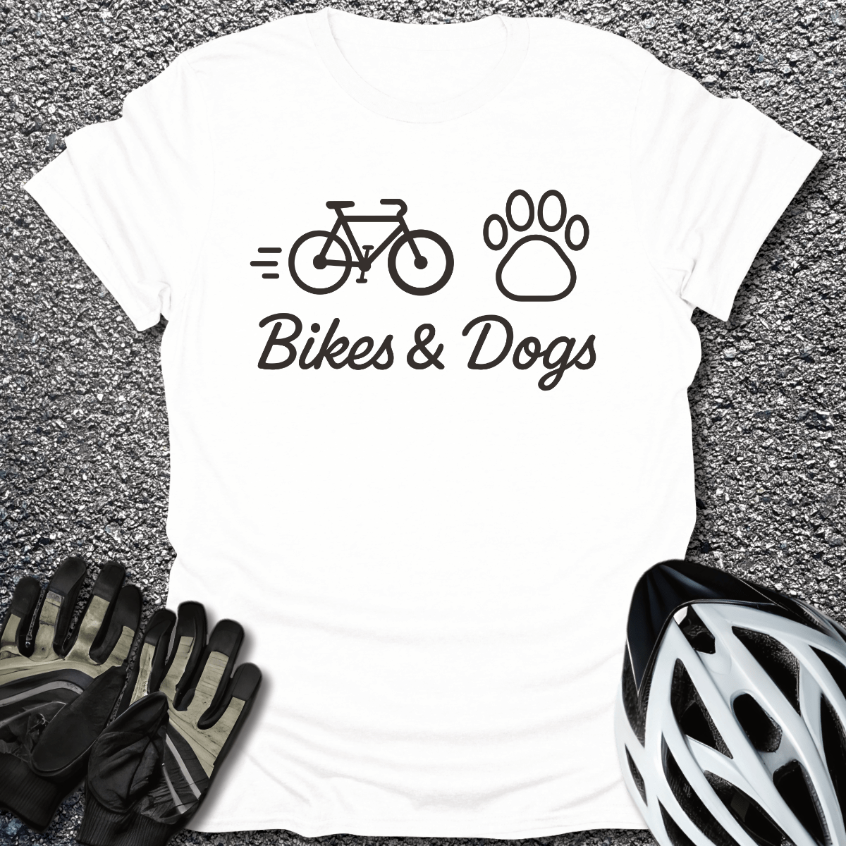 Bikes & Dogs T-Shirt in White / S from CycleTees