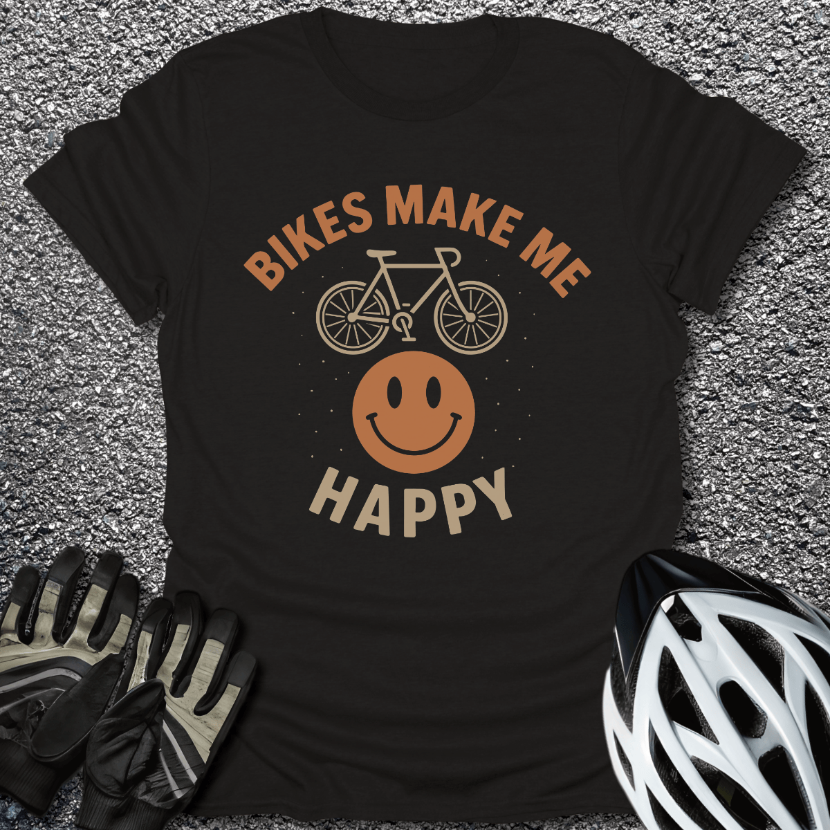 Bikes Make Me Happy T-Shirt in Black / S from CycleTees