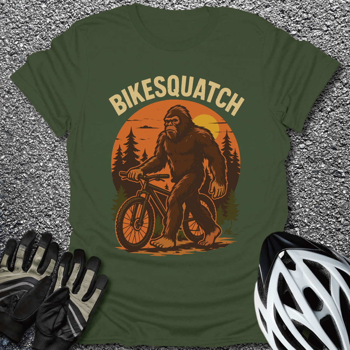Bikesquatch T-Shirt in Military Green / S from CycleTees