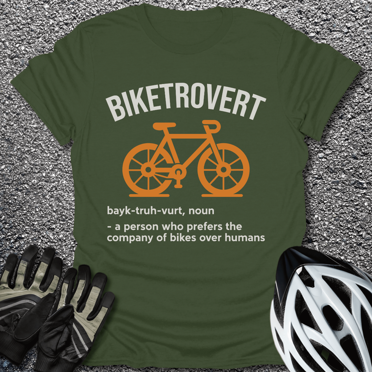 Biketrovert T-Shirt in Military Green / S from CycleTees