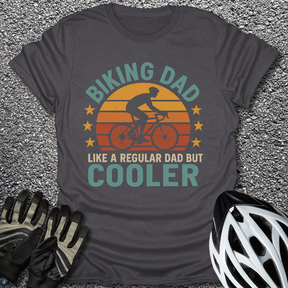 Biking Dad T-Shirt in Dark Heather / S from CycleTees