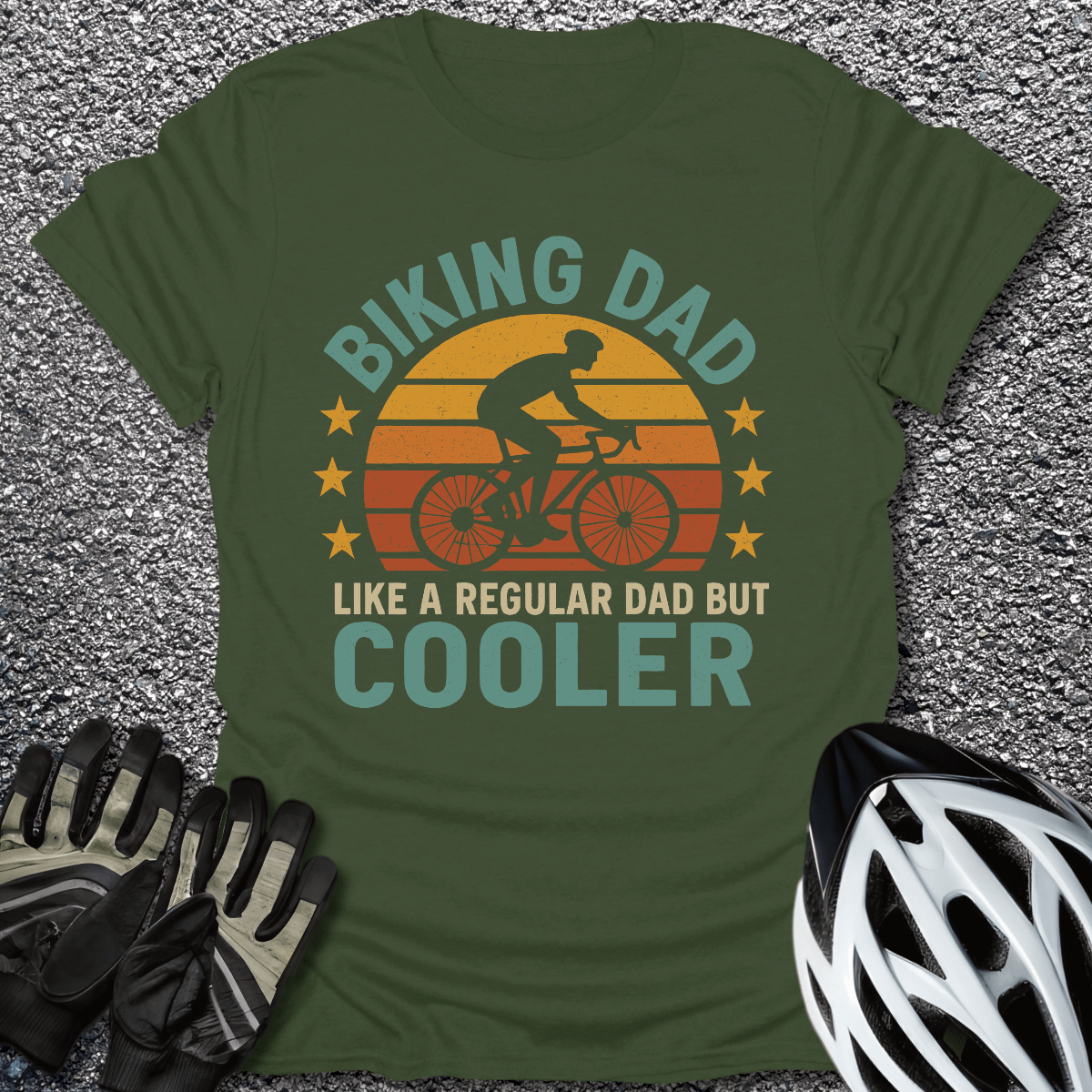 Biking Dad T-Shirt in Military Green / S from CycleTees