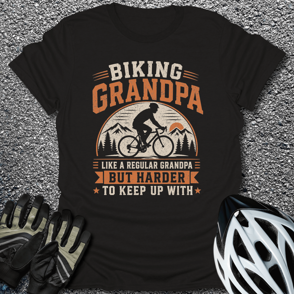 Biking Grandpa T-Shirt in Black / S from CycleTees