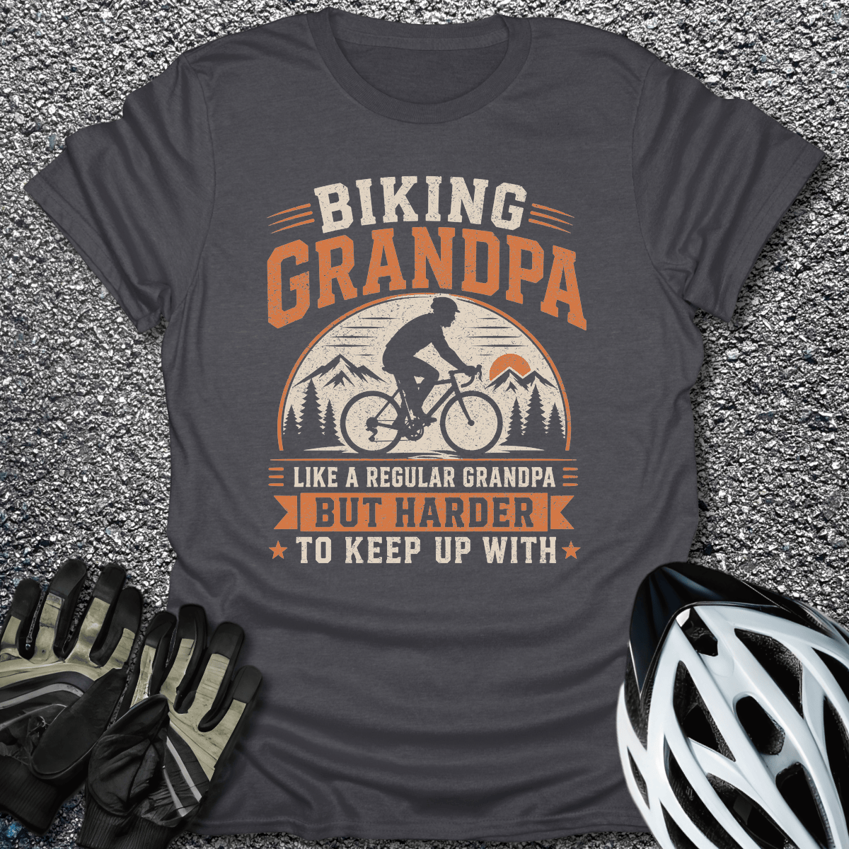 Biking Grandpa T-Shirt in Dark Heather / S from CycleTees