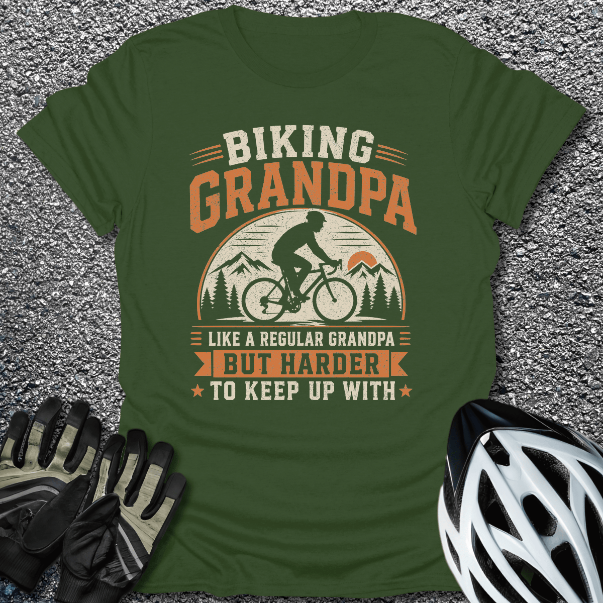 Biking Grandpa T-Shirt in Military Green / S from CycleTees