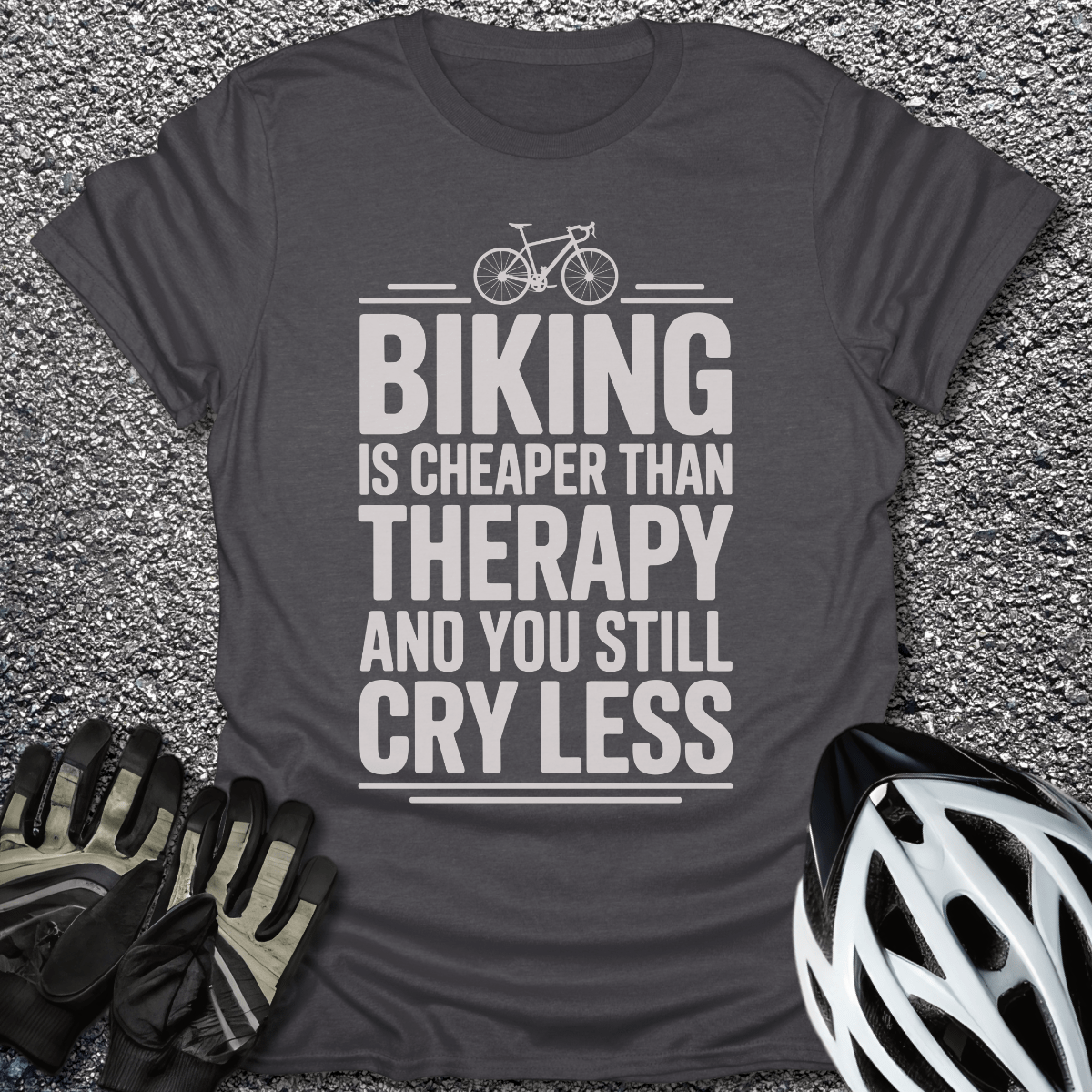 Biking is Cheaper T-Shirt in Dark Heather / S from CycleTees