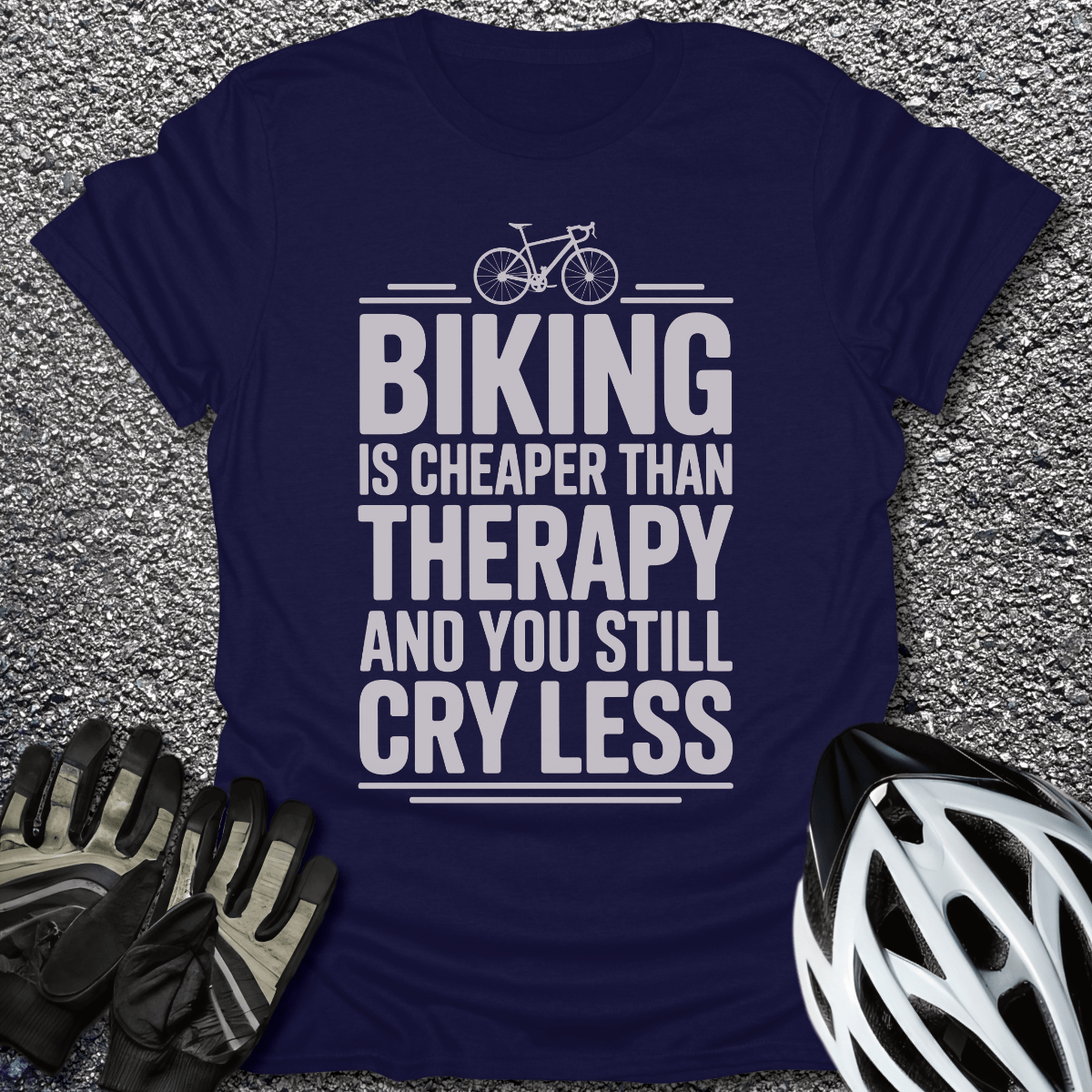 Biking is Cheaper T-Shirt in Navy / S from CycleTees