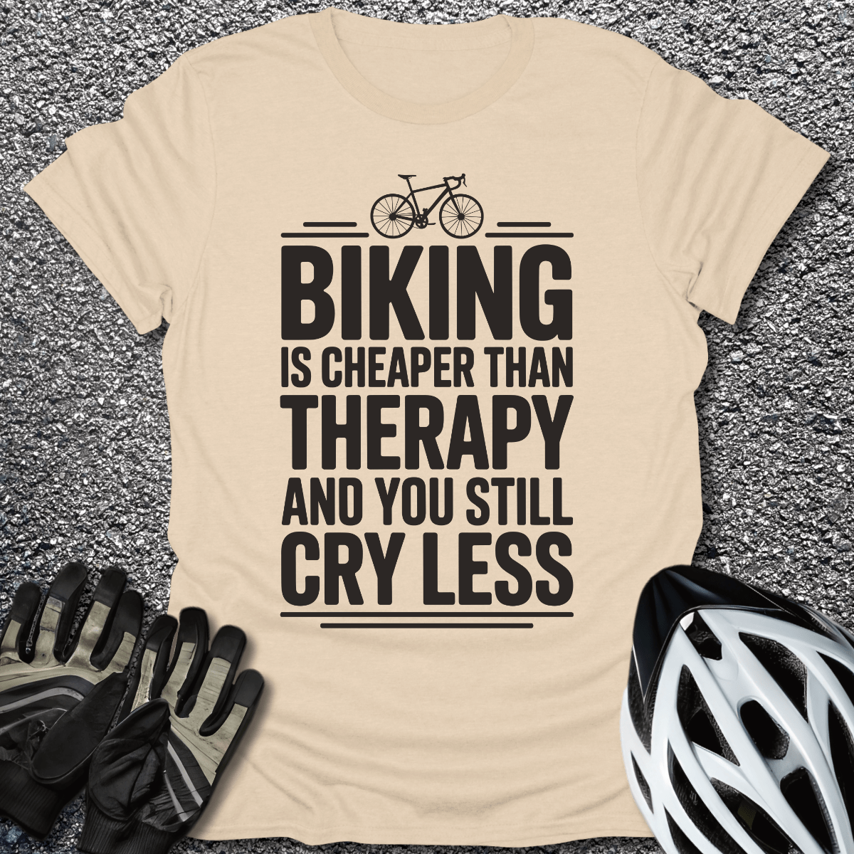 Biking is Cheaper T-Shirt in Sand / S from CycleTees