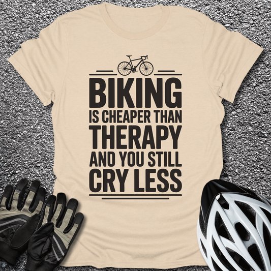 Biking is Cheaper T-Shirt in Sand / S from CycleTees
