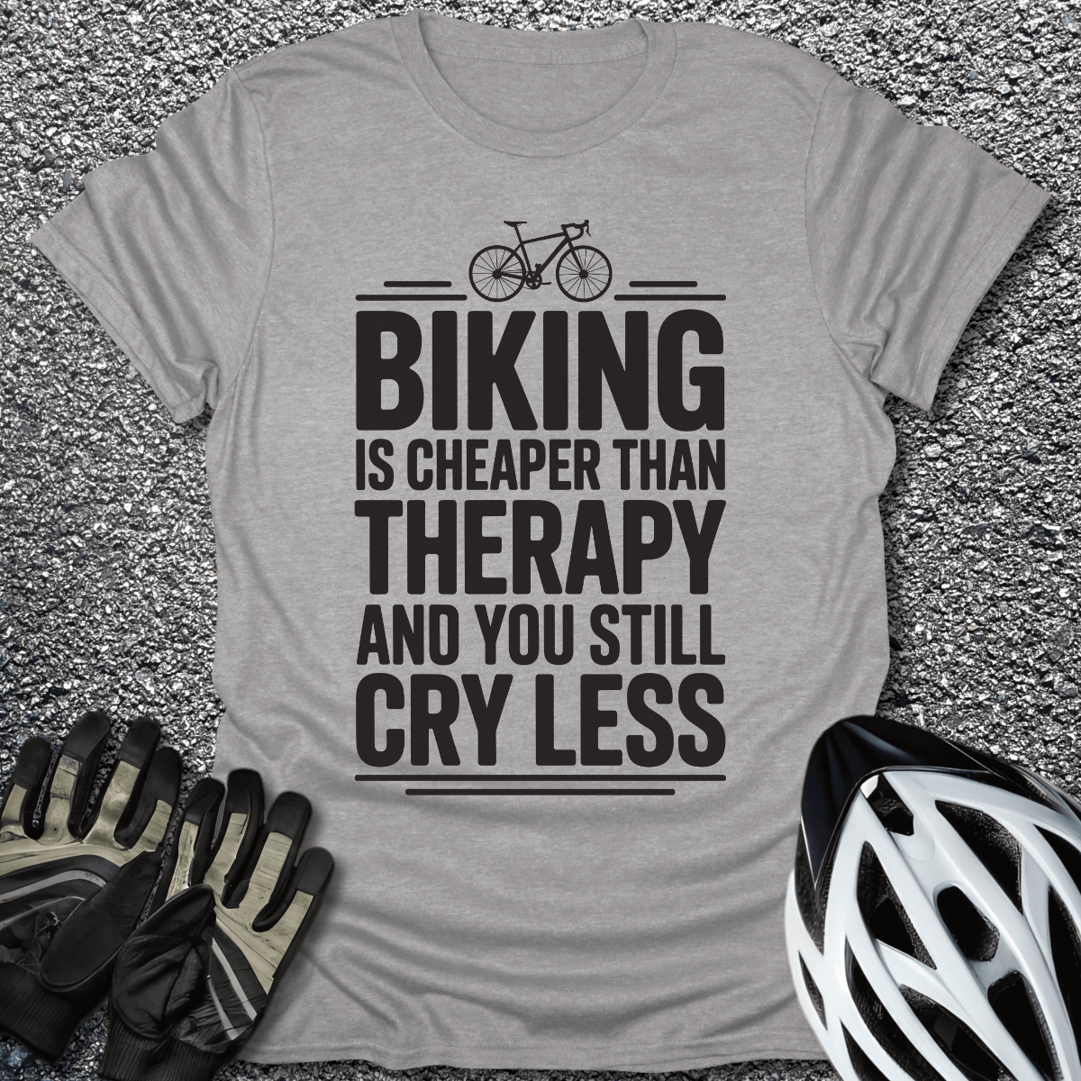 Biking is Cheaper T-Shirt in Sport Grey / S from CycleTees