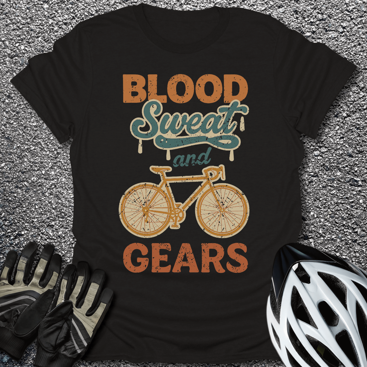 Blood Sweat Gears T-Shirt in Black / S from CycleTees