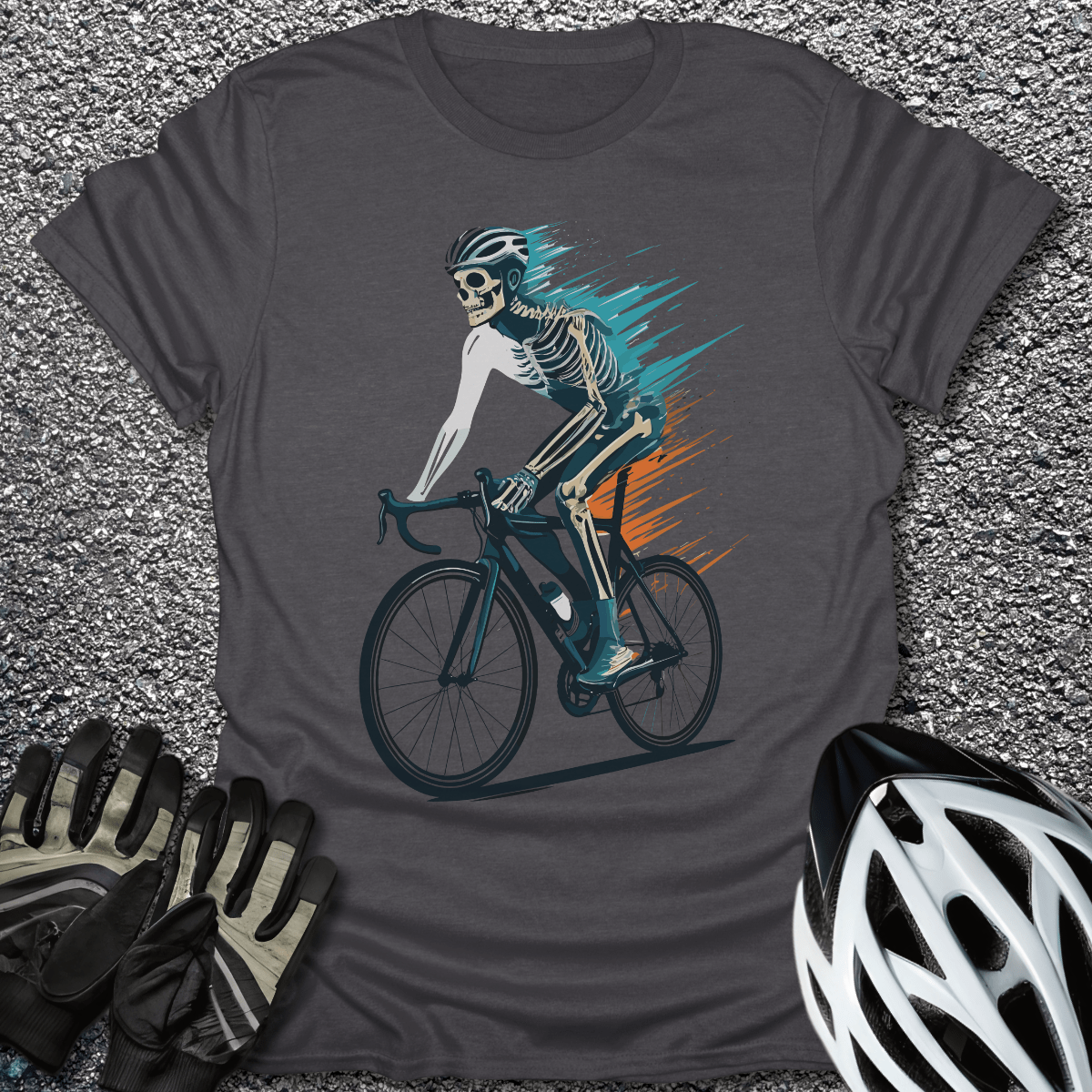 Bone Rider T-Shirt in Dark Heather / S from CycleTees