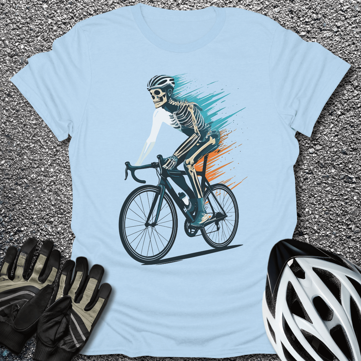 Bone Rider T-Shirt in Light Blue / S from CycleTees