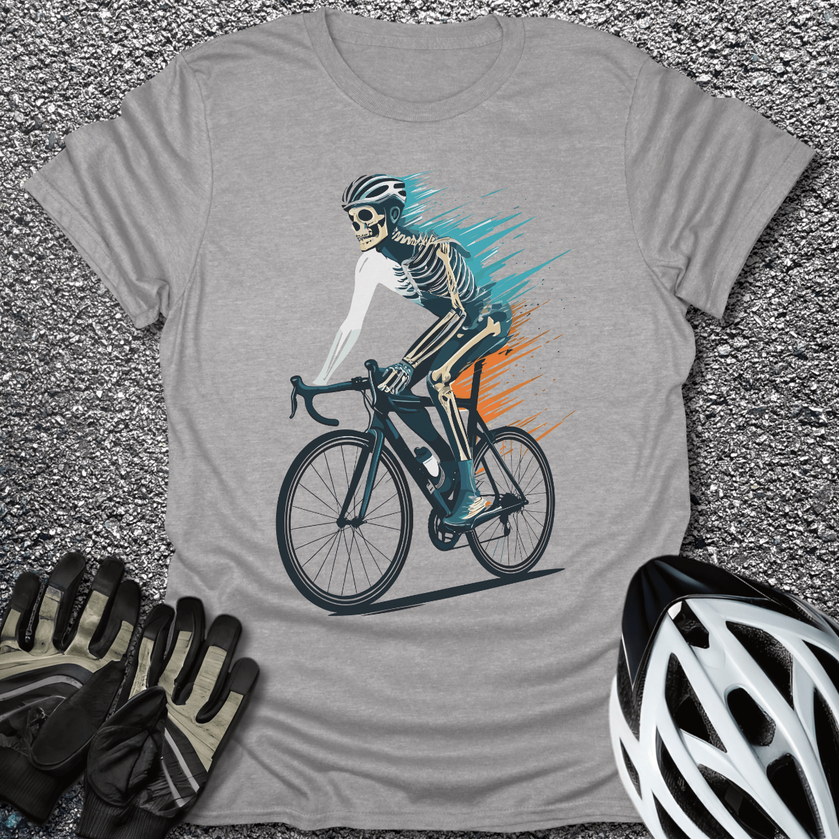 Bone Rider T-Shirt in Sport Grey / S from CycleTees
