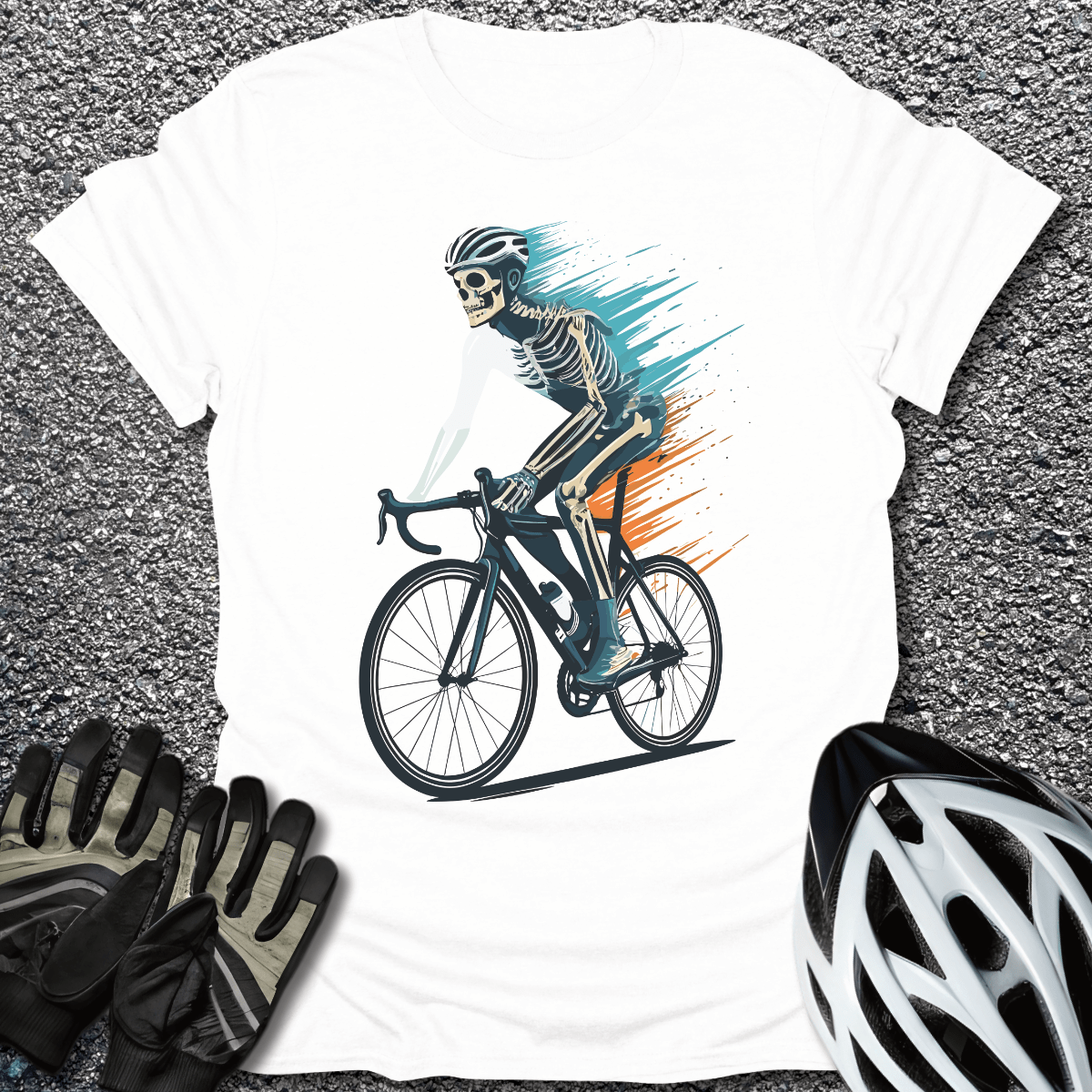 Bone Rider T-Shirt in White / S from CycleTees