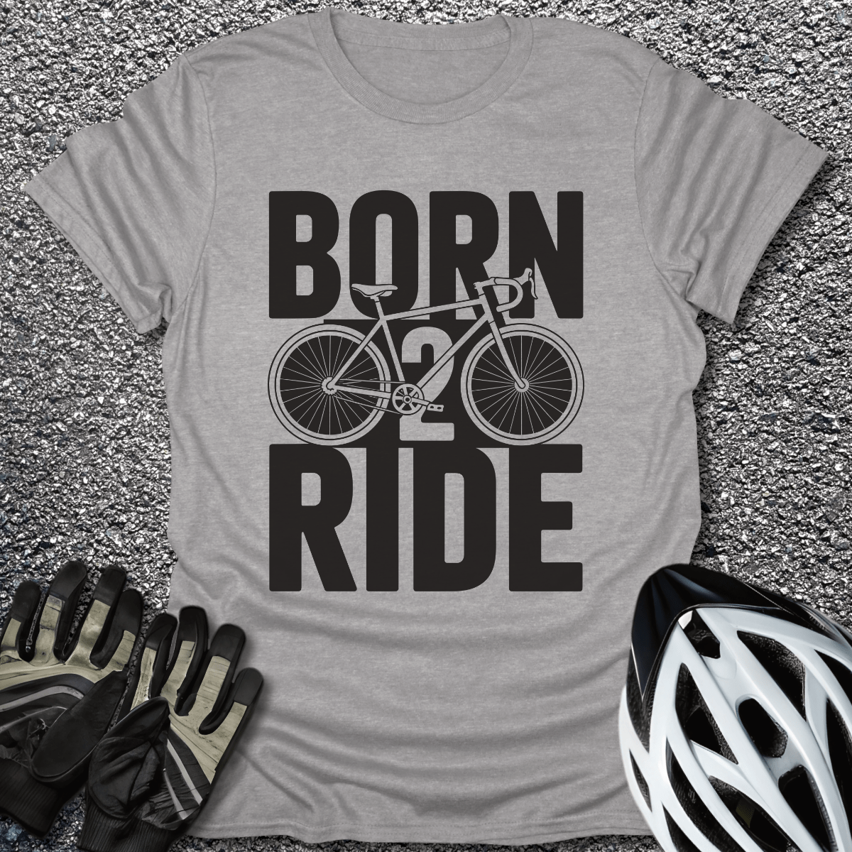 Born 2 Ride T-Shirt in Sport Grey / S from CycleTees