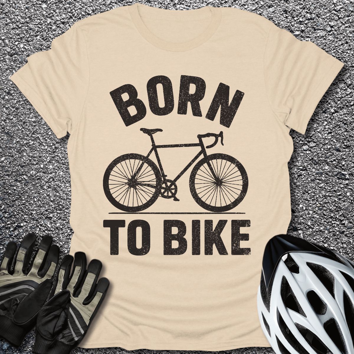 Born to Bike T-Shirt in Sand / S from CycleTees
