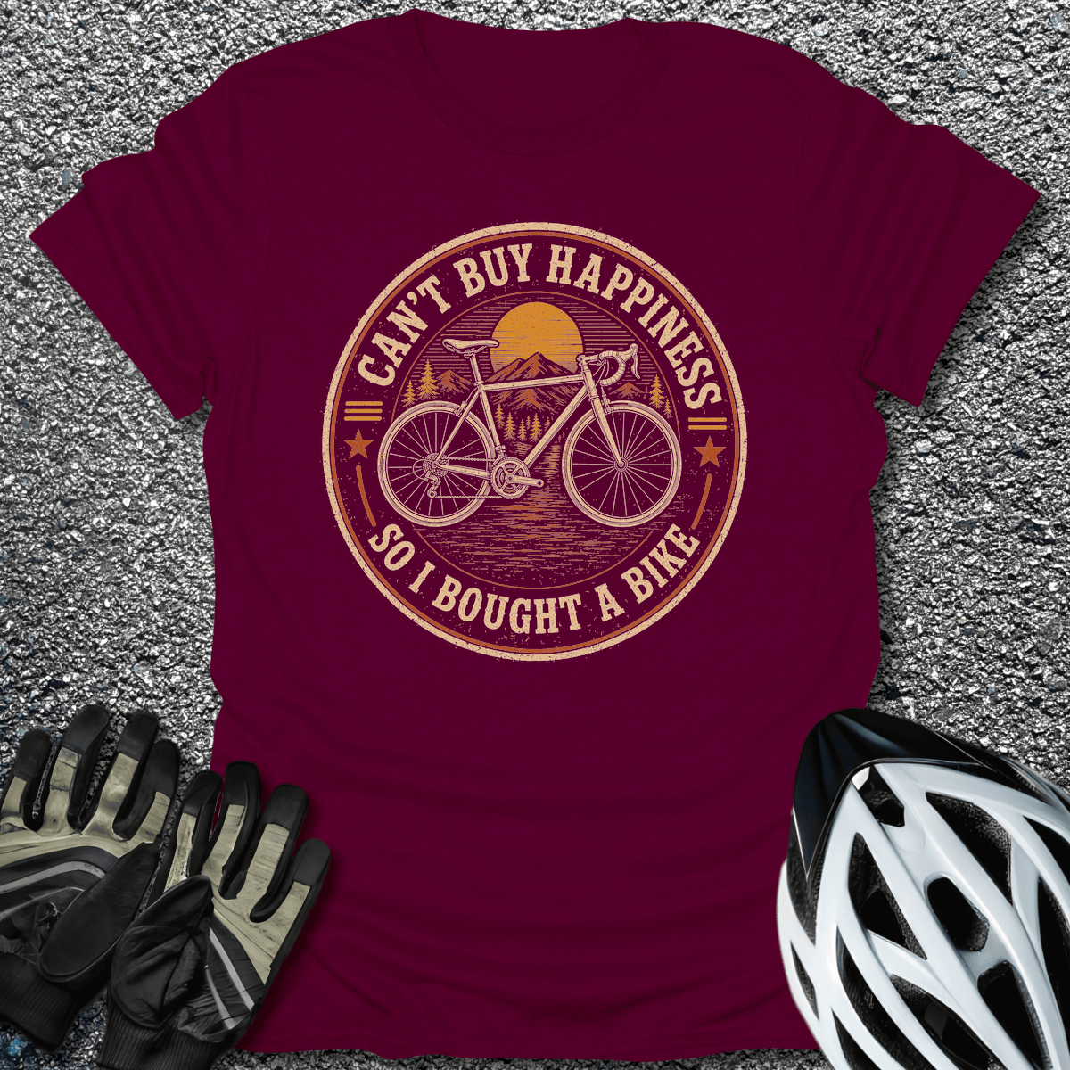 Bought A Bike T-Shirt in Maroon / S from CycleTees