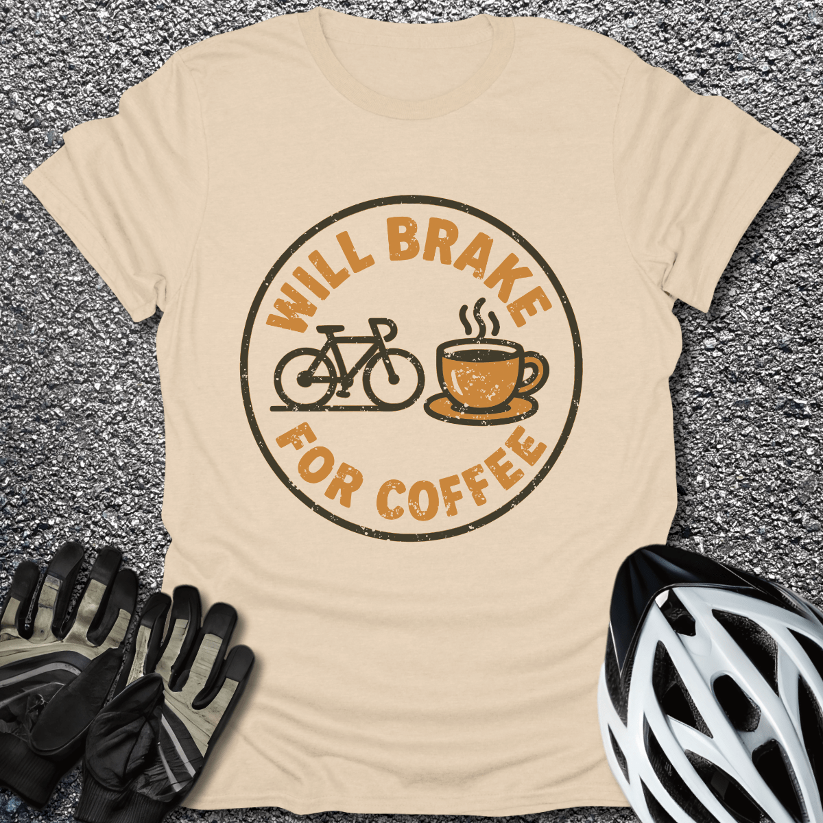 Brake for Coffee T-Shirt in Sand / S from CycleTees