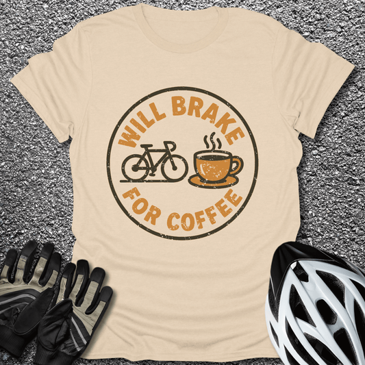 Brake for Coffee T-Shirt in Sand / S from CycleTees