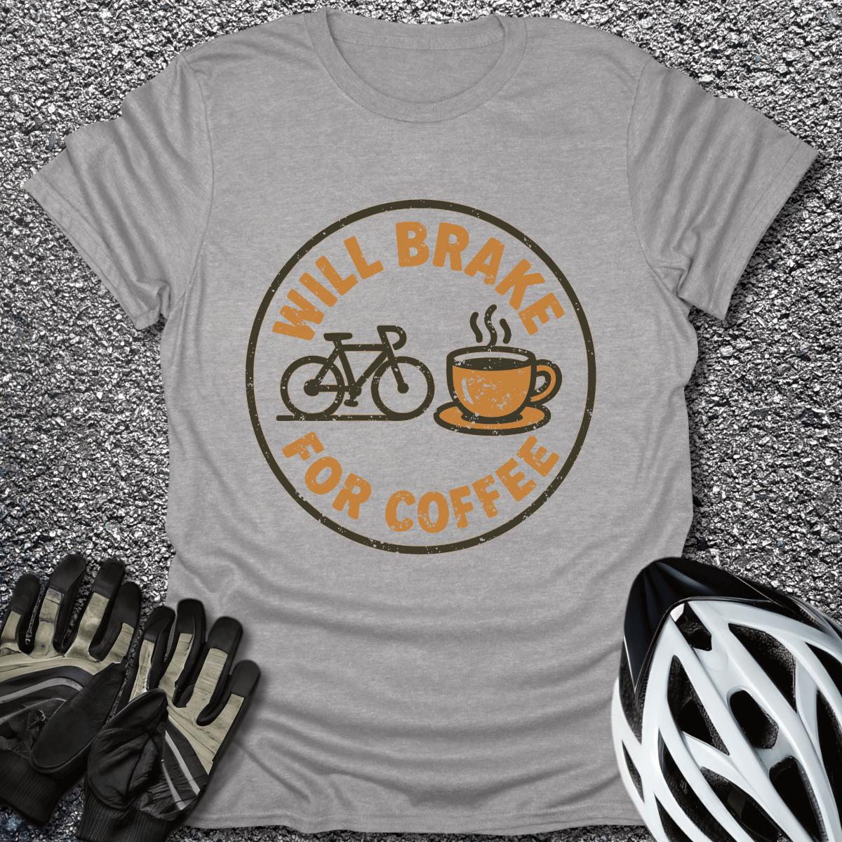 Brake for Coffee T-Shirt in Sport Grey / S from CycleTees