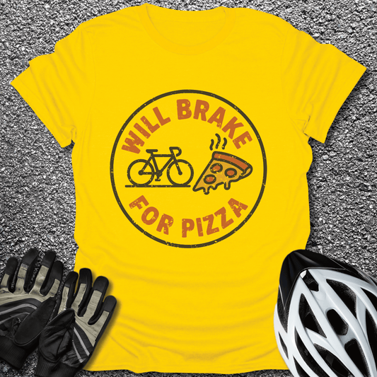 Brake for Pizza T-Shirt in Daisy / S from CycleTees