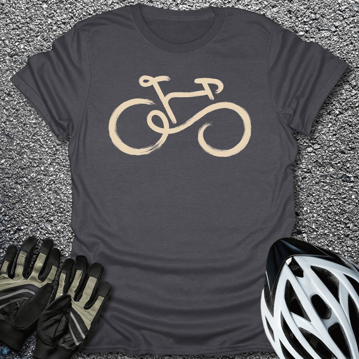 Brush Line Bike T-Shirt in Dark Heather / S from CycleTees