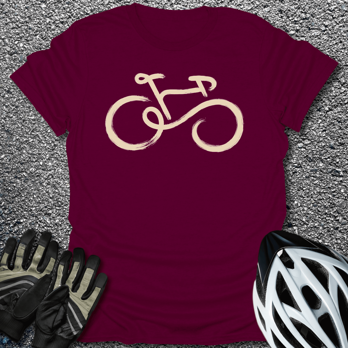 Brush Line Bike T-Shirt in Maroon / S from CycleTees