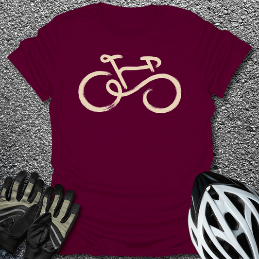 Brush Line Bike T-Shirt in Maroon / S from CycleTees