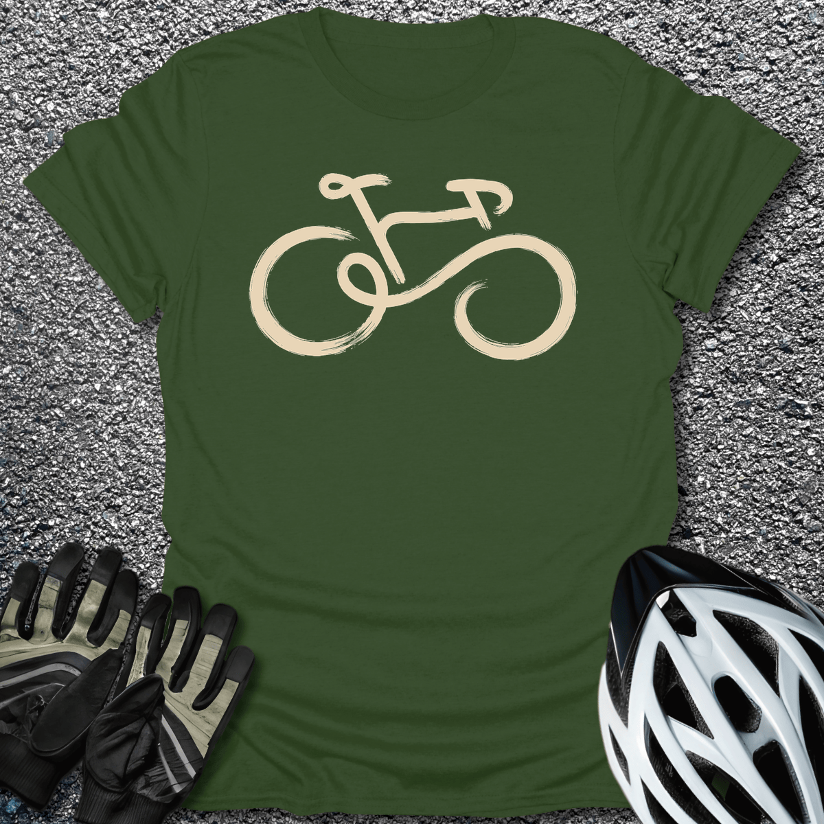 Brush Line Bike T-Shirt in Military Green / S from CycleTees