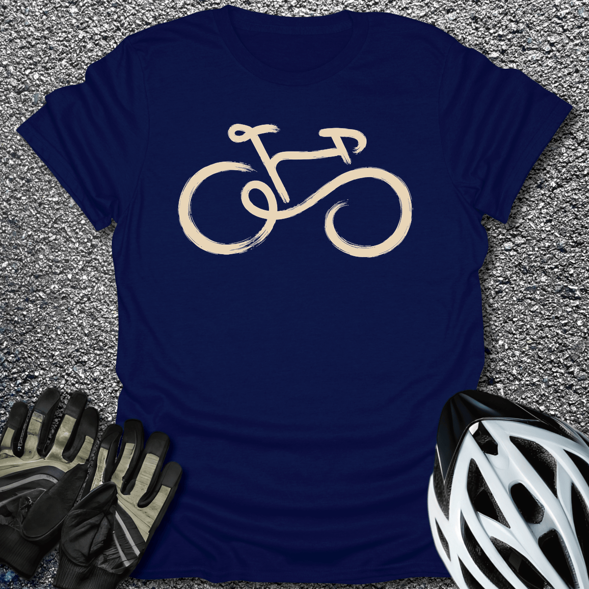 Brush Line Bike T-Shirt in Navy / S from CycleTees