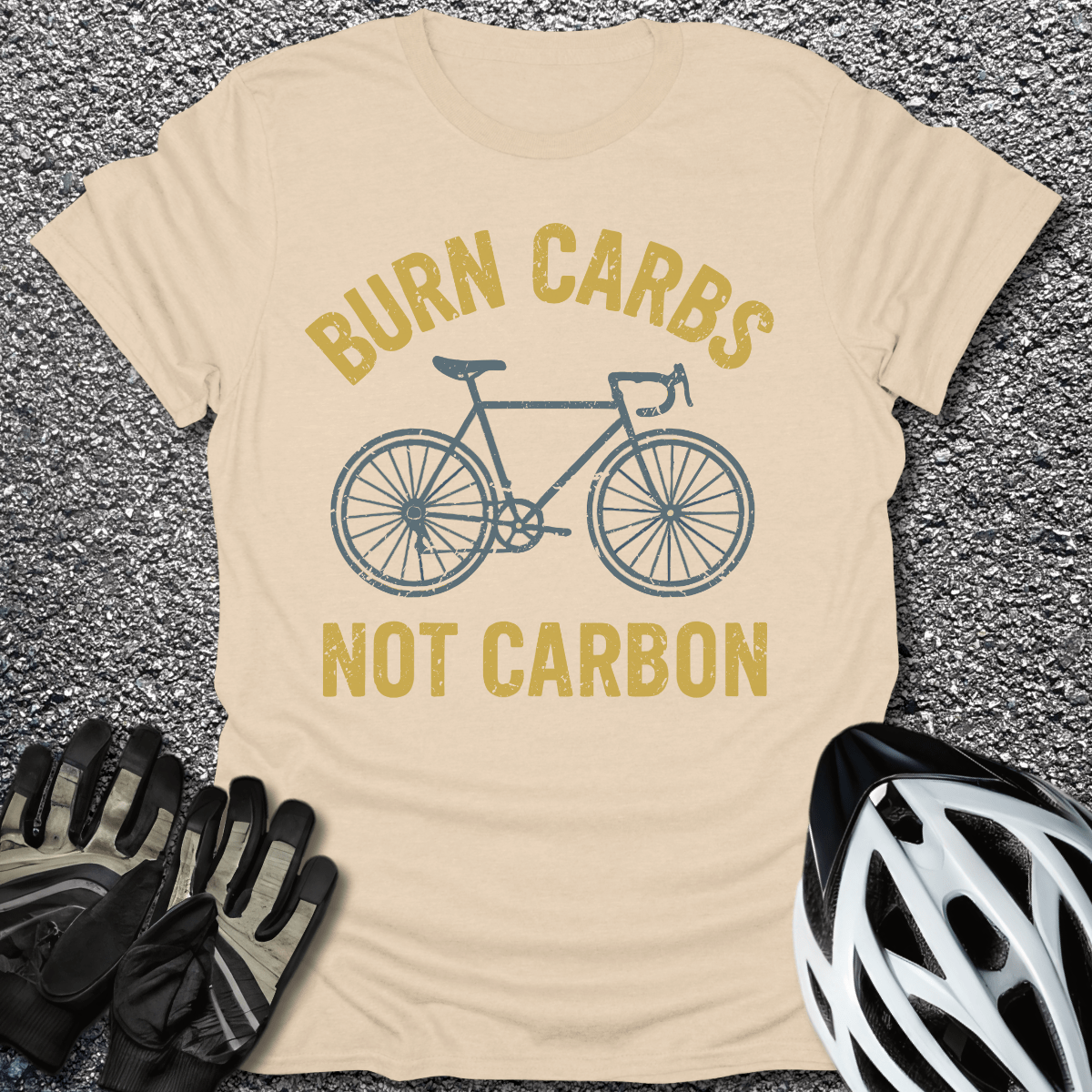 Burn Carbs T-Shirt in Sand / S from CycleTees