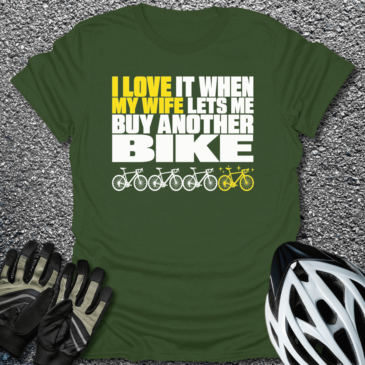 Buy Another Bike T-Shirt in Military Green / S from CycleTees